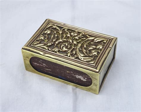 vintage metal match box holder|old matchstick box.